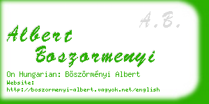 albert boszormenyi business card