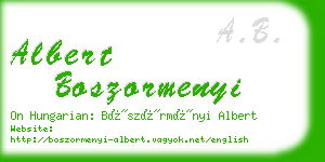 albert boszormenyi business card